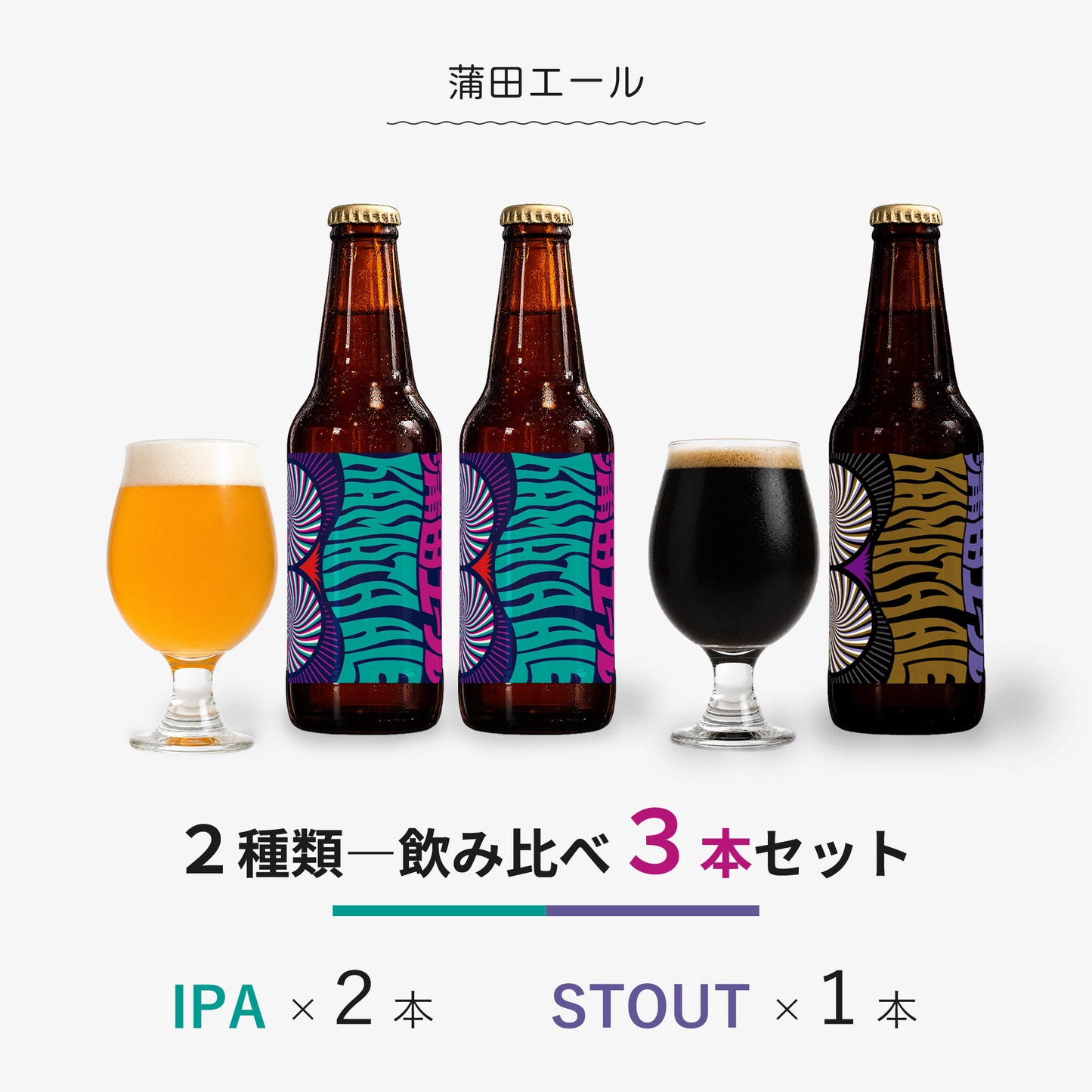 蒲田エール 飲み比べ3本セット(IPA×2本・スタウト×1本)