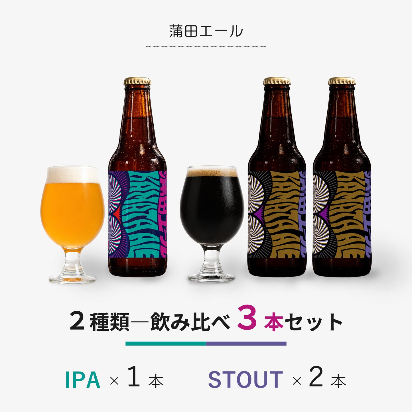 蒲田エール 飲み比べ3本セット（IPA×1本・スタウト×2本）